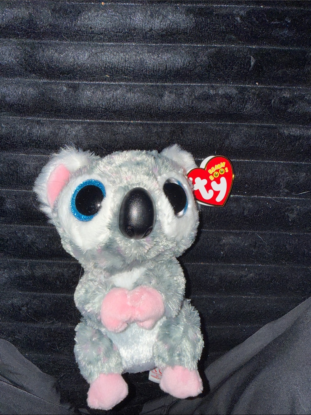 Ty Gray and Pink Koala Plush with Blue Glitter Eyes